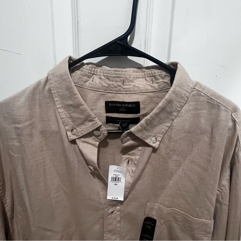 NWT Men's banana republic button down long sleeve collard shirt xxl untucked fit - Picture 6 of 8